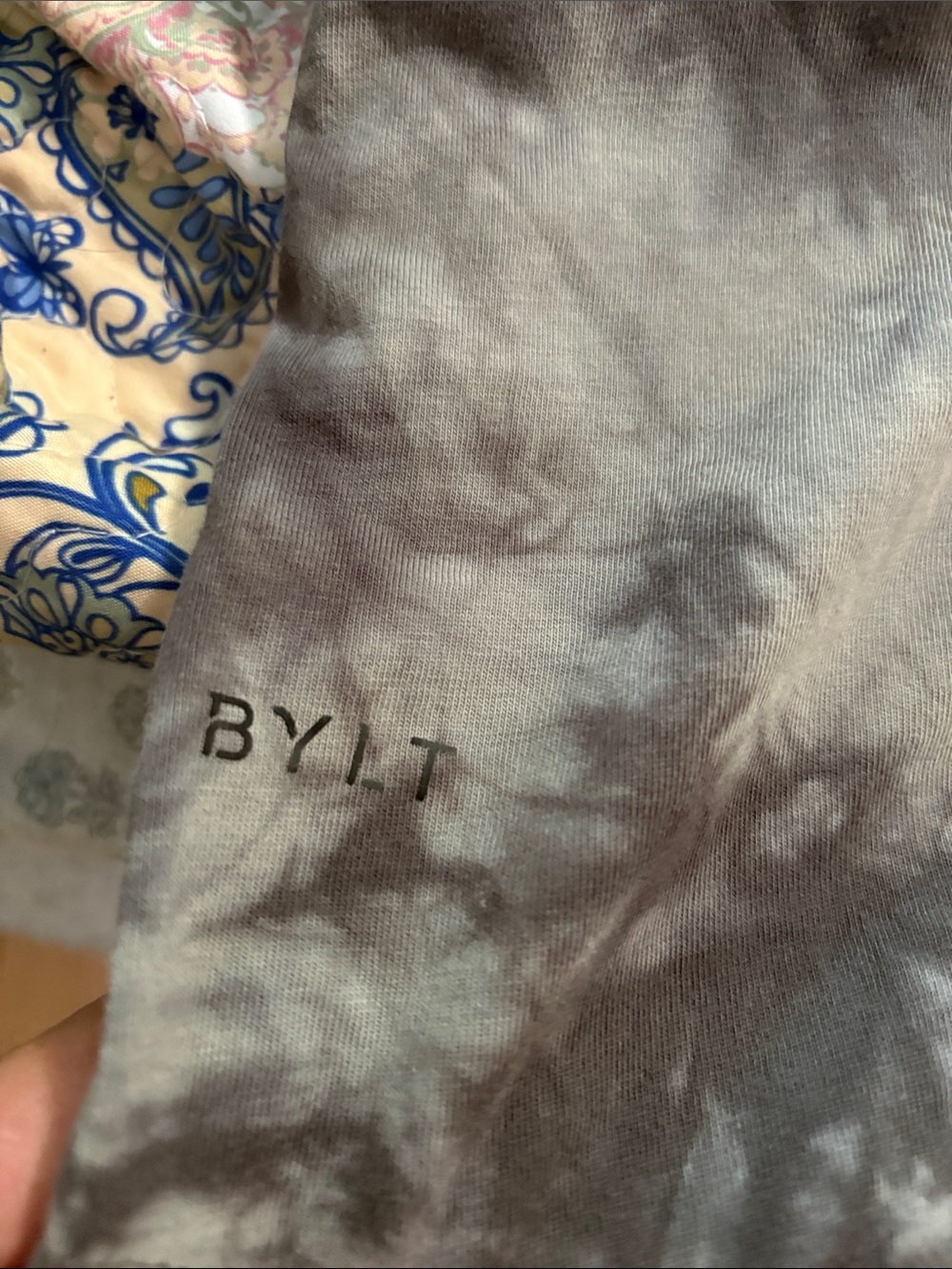 BYLT Basics Gray & Light Blue Tie-Dye Short Sleeve Tee - Picture 4 of 5